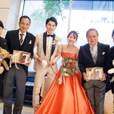 送賓の結びでご両家ご家族皆様で1枚♪
Shoki様とYuri様らしさたっぷりの笑顔溢れた結婚式になりました♡