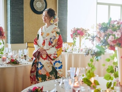 八剱八幡神社での神前結婚式後はエルシオンで東京ベイの景色を楽しみながらパーティー