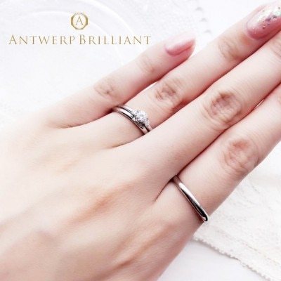 ”Asterism” Three Stone Diamond Ring Set②