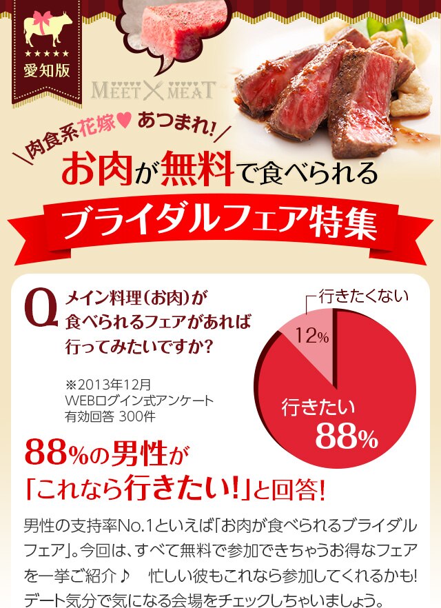人気のお肉無料試食付き 愛知県 名古屋など のブライダルフェア特集 マイナビウエディング