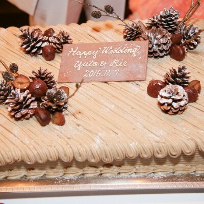秋口のケーキなら・・・モンブランのウエディングケーキはいかがでしょう♡<br>【料理・ケーキ】《大人気演出！》オリジナルウエディングケーキや、色とりどりの華やかなデザートビュッフェ♪