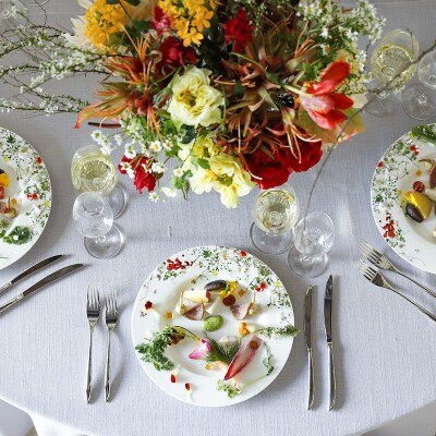 オリジナルの季節の前菜「ガルグイユ セゾン」。ふたりの結婚式の季節を表現する一皿<br>【披露宴】パークビュー サウス【～160名】
