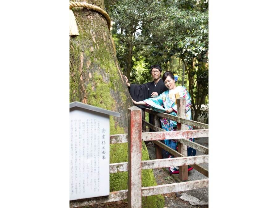 箱根神社境内にある「安産杉」。
挙式前後もたっぷりとお写真撮影を楽しんでいただきました。
