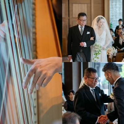 ーWedding ceremonyー

新婦様が印象的だったという挙式の入場シーン

「挙式で扉が開いた瞬間に号泣している新郎が見えました。笑

緊張も吹き飛び、楽しい日になると確信して

ゲストの顔を見ながらしっかりと幸せを噛み締めながら歩けました」

