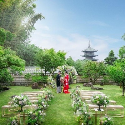 <br>【挙式】【庭園挙式】＜1日1組限定＞京の象徴八坂の塔を望む通常非公開の庭園挙式を初披露  着席〜40名
