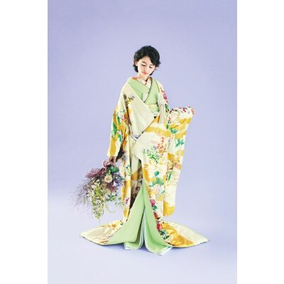 ベージュ四季草花_2019<br>【ドレス・和装・その他】KIMONO 着物