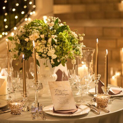 テーブルコーディネートもロマンチックにキャンドルを飾って。<br>【披露宴】QUATRE SAISONS ～キャトル セゾン イタリア館～【着席人数】10～100名