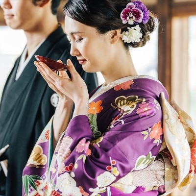 <br>【挙式】【和婚式】京都らしく、和装で挙式を。ふたりらしいオリジナル和婚式「～縁(えにし)～」／着席～100名