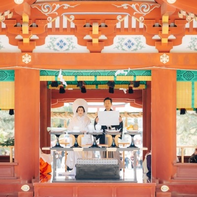 鎌倉の自然と歴史的建造物に包まれ、永遠の愛を誓う。<br>【挙式】神前式