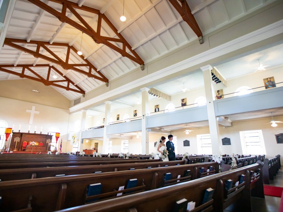 【カワイアハオ教会】ハワイ王朝ゆかりの格式を誇るカワイアハオ教会で感動の挙式を