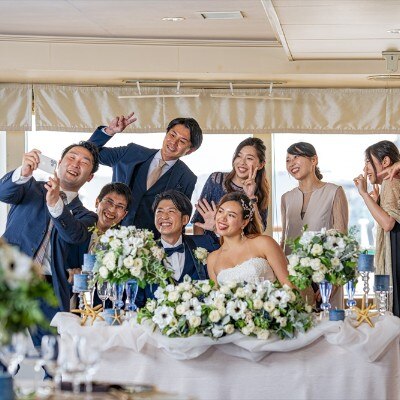 大切な人たちと貸切クルーズが楽しめる結婚式は、ゲストにとっても最高の思い出に♪<br>【披露宴】【東京湾を臨む感動的な結婚式を】一船貸し切り～プライベートデッキ付き
