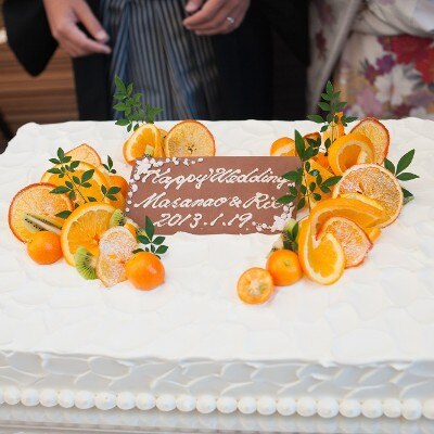 <br>【料理・ケーキ】【ウェディングケーキパティシエ特製のフレッシュのケーキ