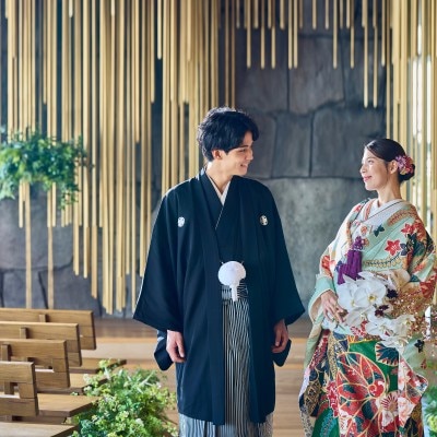 名古屋城の石垣をモチーフとした祭壇<br>【ドレス・和装・その他】和装