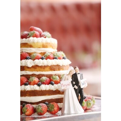 おしゃれ花嫁さんに人気のネイキッドケーキ<br>【料理・ケーキ】ウェディングケーキ