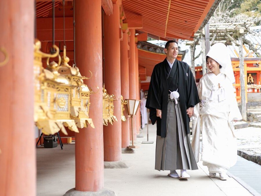 挙式 世界遺産 春日大社 着席 40名 神前式のフォト 写真3枚 奈良ホテル マイナビウエディング