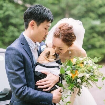 大切な家族だから、ペット参加の結婚式も大歓迎。幸せと軽井沢の自然を一緒に満喫して