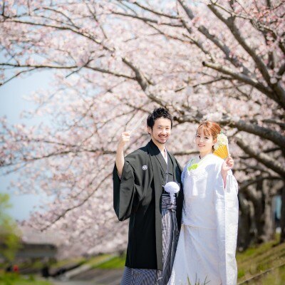 <br>【ドレス・和装・その他】満開の桜並木でロケーション撮影