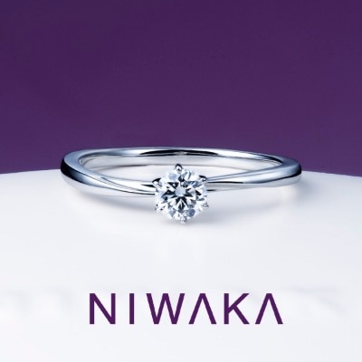 NIWAKA（にわか）:花雪　雪の結晶をイメージした細身でシンプルな婚約指輪