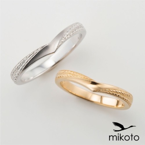 18ma 018a 藤の花のイメージした彫り模様の和風の結婚指輪 結婚指輪 Id 鶴 Mikoto マイナビウエディング