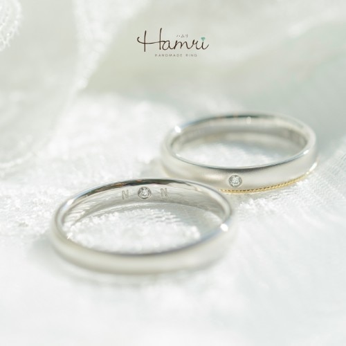 結婚指輪 シンプル ツインダイヤモンド hamri ハムリ