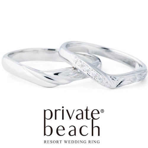 プライベートビーチ　オプア　プラチナ　結婚指輪　ハワイアンジュエリー