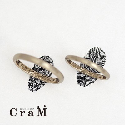 【カスタムオーダー結婚指輪】指紋を内側に刻印した鍛造マリッジリング