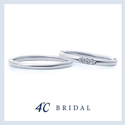 【ピュアネス -清純-】細身のストレートラインにダイヤモンドのきらめきを添えた、シンプルで上品な結婚指輪