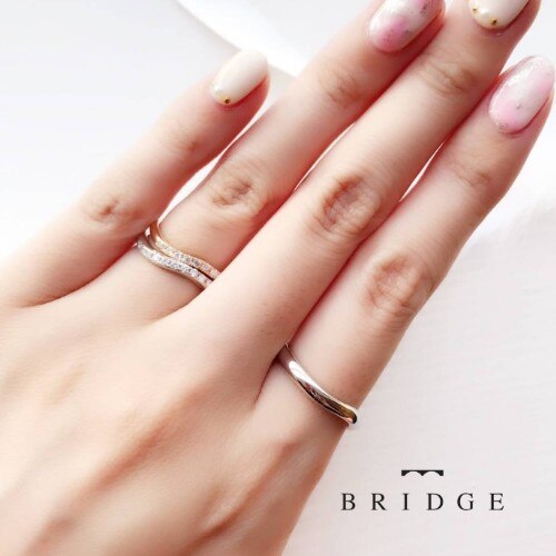 つむぎはブリッジ銀座の人気結婚指輪シンプルモダンで人気ダイヤモンドアレンジ可能２