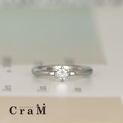 【オーダーメイド婚約指輪】冠のようなアンティーク調デザインのプラチナ製エンゲージリング