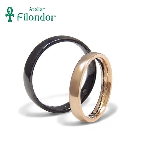 フィロンドール フルオーダー シンプルピンクブラック結婚指輪