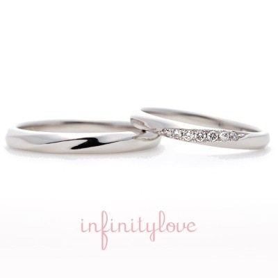 infinitylove(インフィニティラブ）jupiter（ジュピター）：ストレートデザインに斜めダイヤモンドをセッティングした人気の結婚指輪