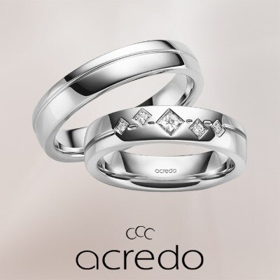 プリンセスカットのダイヤに斜めのラインで個性的な仕上がりに 結婚指輪 Id Acredoginza アクレード銀座 マイナビウエディング