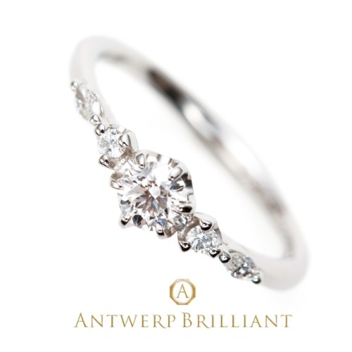 ”Five Star” Round&amp;Marquise cut Diamond Line Ring