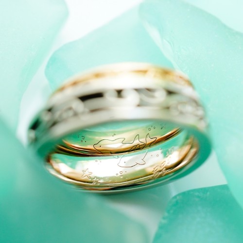 イルカの想い出を込めた結婚指輪