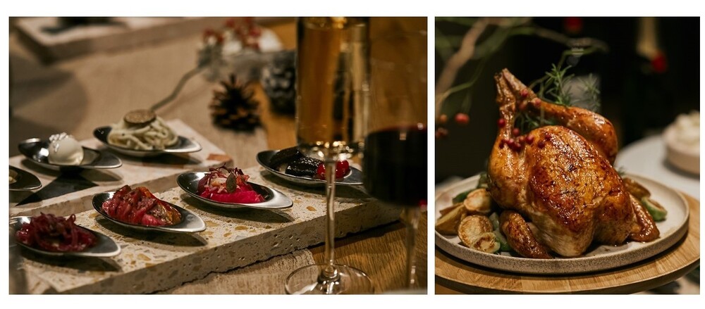 クリスマスオードブル「Holiday Appetizer Box」と、ローストチキン