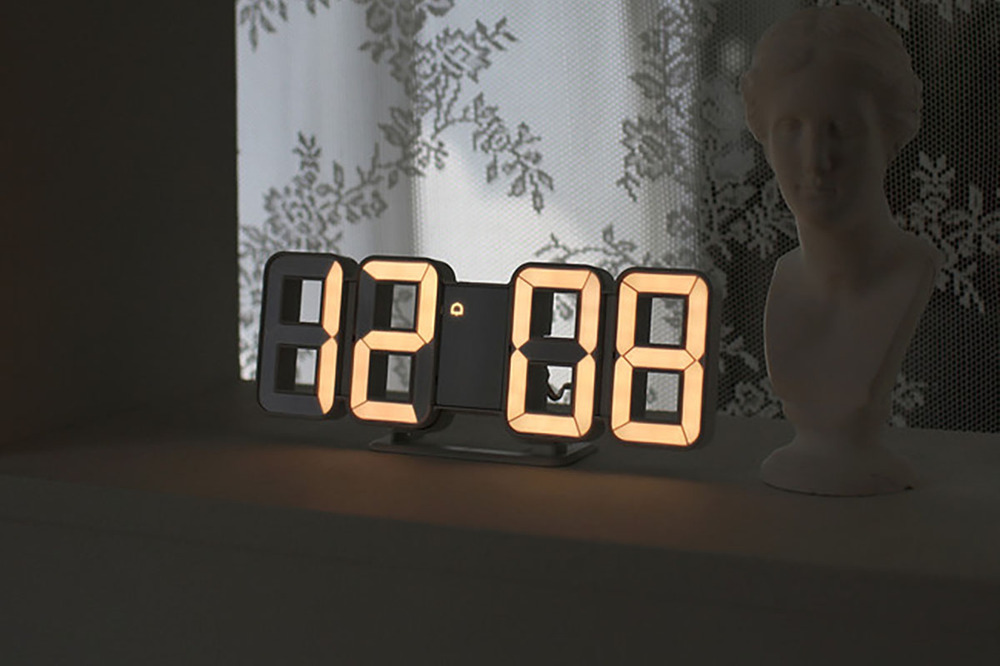 ピュアデュアルミニ LED時計（電球色）　